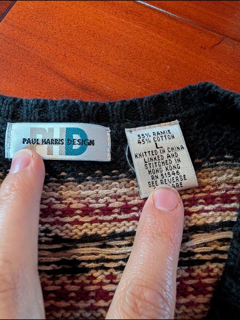 Women's Black Fair Isle Button-Front Cardigan Sweater - Picture 4 of 5